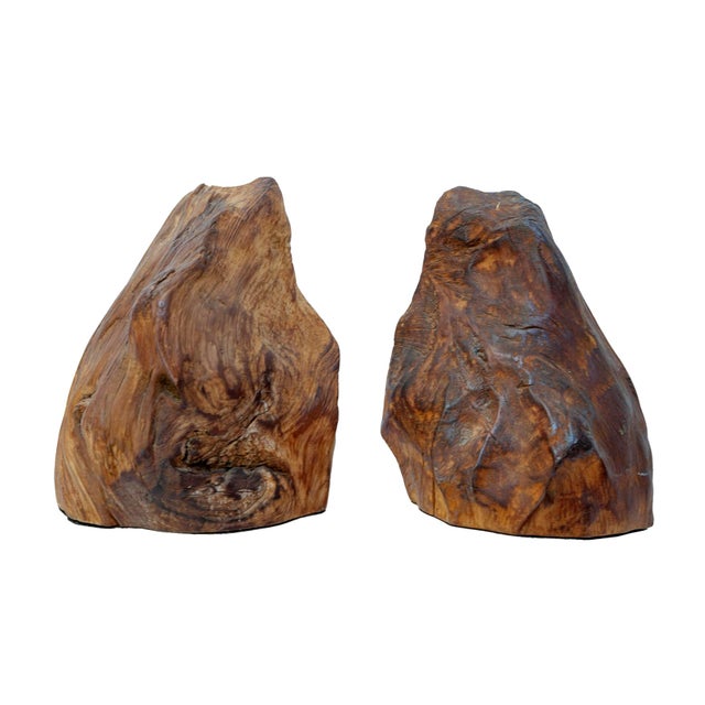 1990s Pr. Vintage Organic Wooden Bookends For Sale - Image 5 of 10