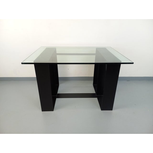 Vintage Rectangular High Table in Glass and Black Metal, 1980s For Sale - Image 16 of 18