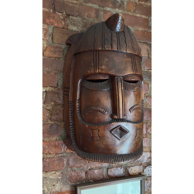 1970 African Tribal Wooden Mask Wall Art For Sale In New York - Image 6 of 8
