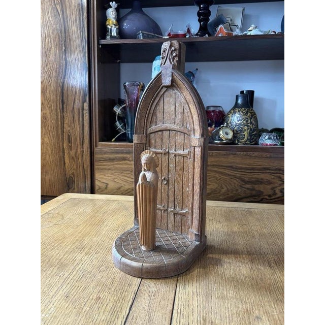 Mid-Century Carved Oak Table Lamp Base For Sale - Image 3 of 10