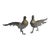 20th Century Silvered Bronze Set 2 Pheasant Animal Sculptures Figurines Italy For Sale