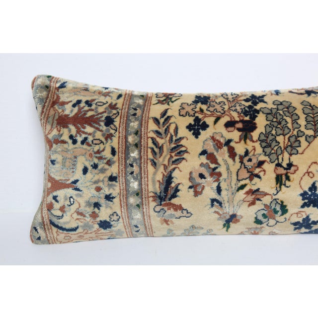 Textile Authentic Vintage Rug Pillow Cover – Handwoven Floral Motif Throw Cushion Cover -12'' X 35'' For Sale - Image 7 of 11