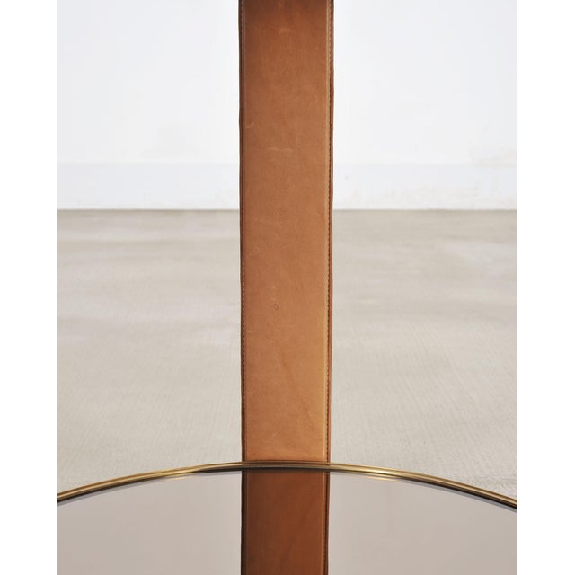 Ralph Lauren Dalton Side Drink Table Brass Leather and Glass For Sale - Image 15 of 18