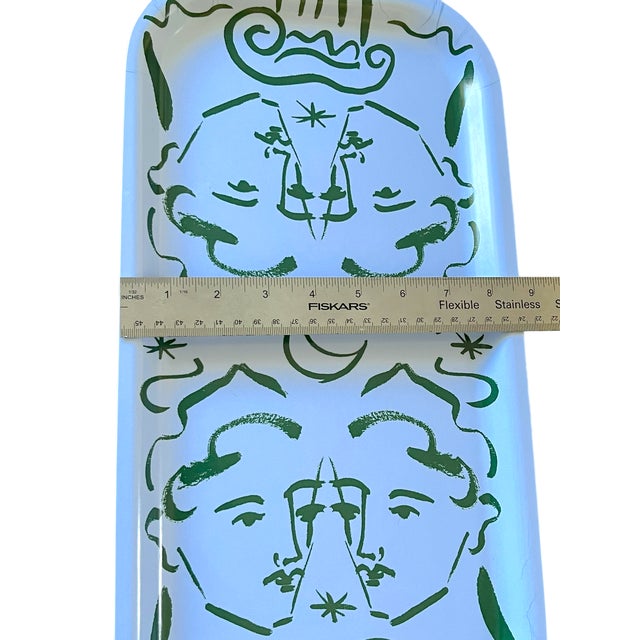 Luke Edward Hall for Svenskt Tenn Endymion Green & Blue Wood Serving Tray For Sale In Jacksonville, FL - Image 6 of 9
