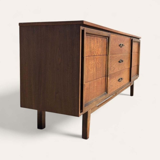 Late 20th Century L.A. Period Furniture Nine-Drawer Walnut Dresser For Sale - Image 16 of 18