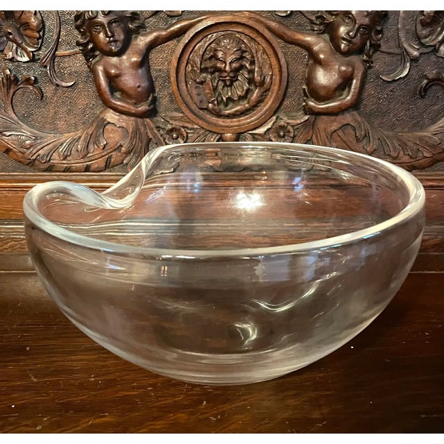 Glass Vintage Elsa Peretti Tiffany & Co. Thumbprint Crystal Bowl For Sale - Image 7 of 9