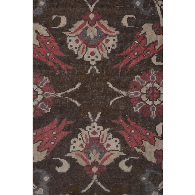 Coffee Oriental Turkish Oushak Rug With Floral Pattern 4'11" X 8'5" For Sale - Image 8 of 13