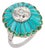 Art Deco Style 2.84 Carat Diamond Turquoise Emerald Platinum Cocktail Ring, Size 7 For Sale