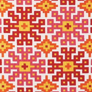 Sample - Schumacher Palmetto Print Fabric in Tropical For Sale
