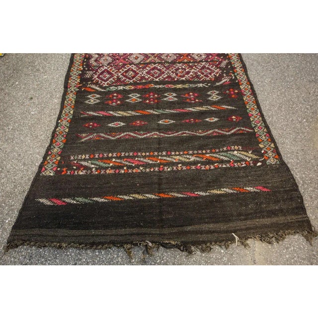 1950s Vintage Moroccan Tuareg Black Runner Rug For Sale - Image 5 of 8