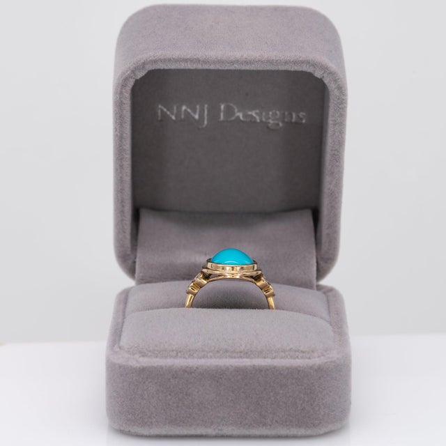 Sierra | 4.54ct Turquoise Ring With Earth-Mined Diamond Accents in Solid 14k, Size 6.75 For Sale - Image 4 of 10