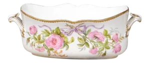 Vintage English Porcelain Bowl Depicting Bouquets of Pink Roses with Gilt Accents