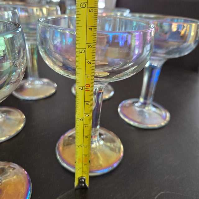 Late 20th Century Space Age Vietri Iridescent Champagne Coupe Glasses Goblets 5 3/8" Heavier Weight - Set of 6 For Sale In Minneapolis - Image 6 of 9