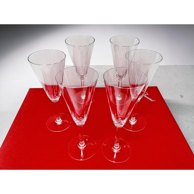 Vintage Dom Perignon Model Champagne Flutes from Baccarat, 1970s, Set of 6 For Sale - Image 8 of 18