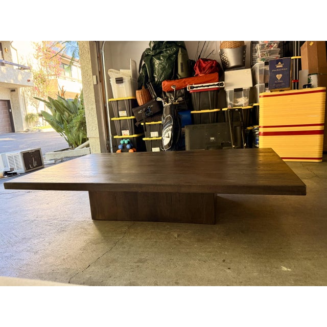Modern Restoration Hardware Reclaimed Oak Plinth Coffee Table For Sale - Image 3 of 13