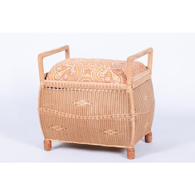 Czech Art Deco Stool in Wood and Hemp, 1940s For Sale - Image 14 of 14