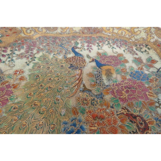 Royal Satsuma Hand Painted Decorative Porcelain Plate Floral Peacock Motif 5059b For Sale - Image 9 of 12