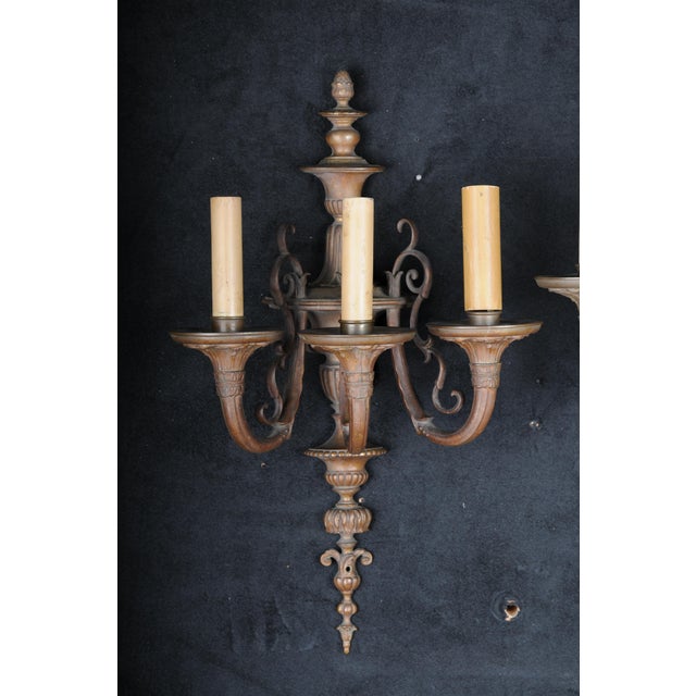 Louis XVI Style Sconces in Bronze, Set of 2 For Sale - Image 3 of 16