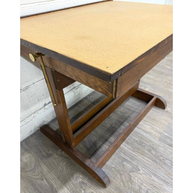 Late 20th Century Vintage Adjustable Architect Drafting Table With Storage Compartment For Sale - Image 5 of 16