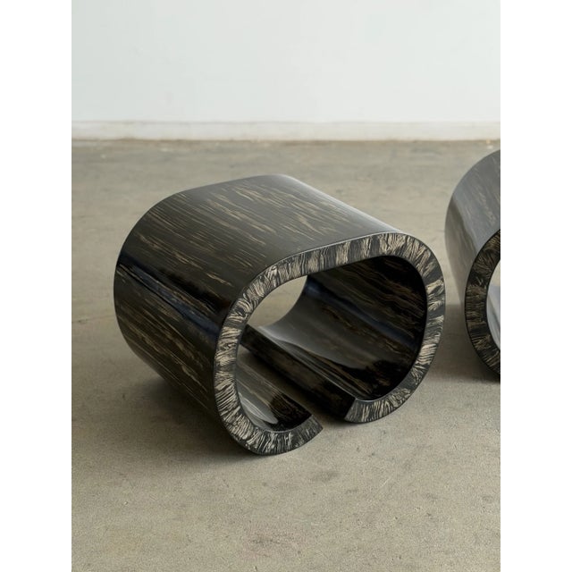1980s Vintage Cerused Scroll Side Tables- Pair For Sale - Image 5 of 17