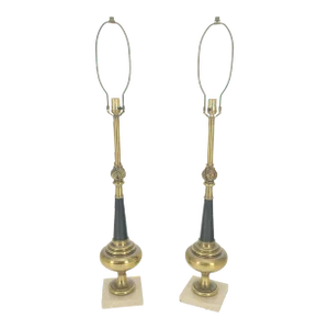 Mid Century Modern Brass Vase Shape Table Lamps Stiffel - A Pair