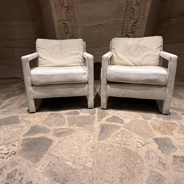 1980s Pair of Parsons Chairs Attributed to Milo Baughman Post Modern For Sale - Image 5 of 14