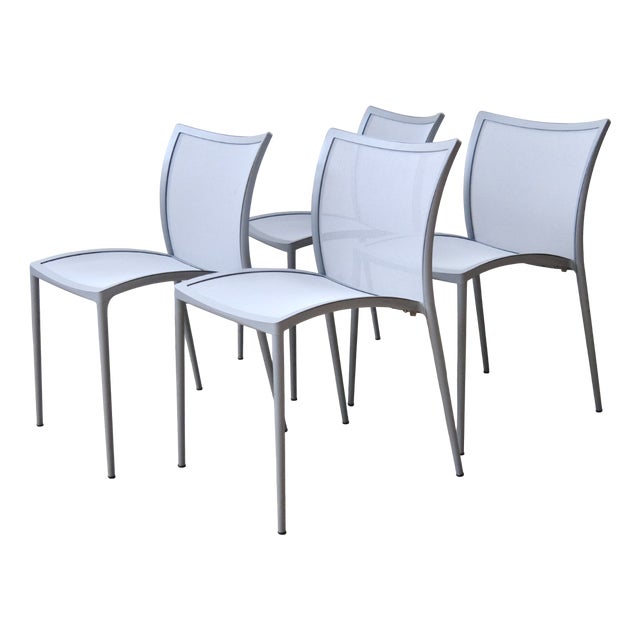 Four Gray Chairs in Cast Aluminum, Set of 4 For Sale