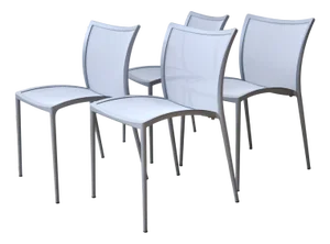 Four Gray Chairs in Cast Aluminum, Set of 4