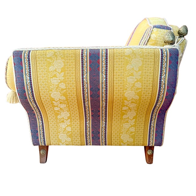 Late 20th Century Neoclassical Revival Italian Maximalist Grand Scale Armchair With Bolsters and Tassels For Sale - Image 9 of 14