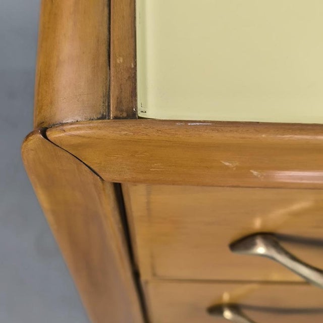 Light Wood Chest of Drawers with Cream Glass, 1950s For Sale - Image 5 of 10