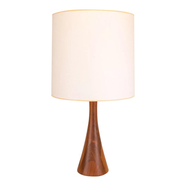 Mel Smilow Walnut and Birch Wood Mid Century Modern Hourglass Table Lamp For Sale
