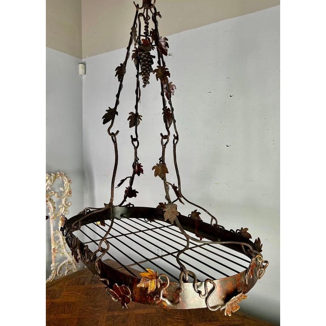 Wrought Iron French Grapevine Pot Rack-20th Century For Sale - Image 4 of 10