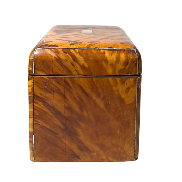 19th Century English Faux Tortoiseshell Tea Caddy For Sale - Image 4 of 10