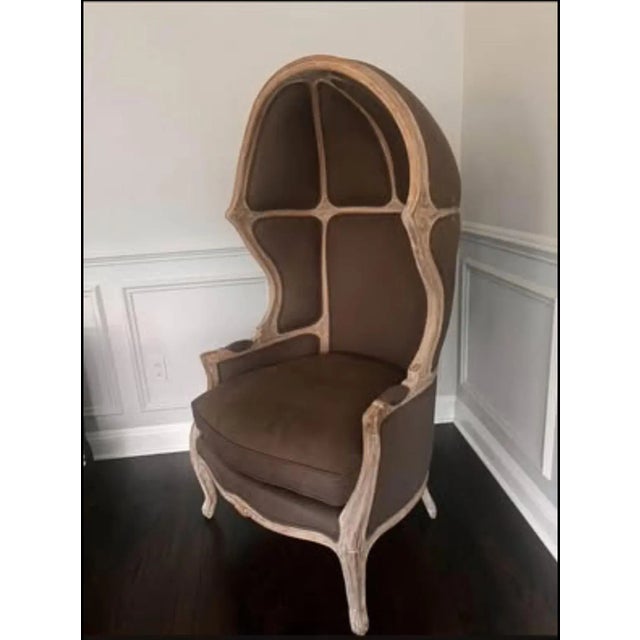 Custom made with a beautiful linen taupe fabric and a natural wood In the grand chateaux of 18th-century France, the...