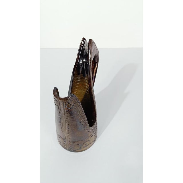 Brown Mid 20th Century Italian Primitive Style Ceramic Jug or Vase by Urbano Fontana, 1970s For Sale - Image 8 of 18