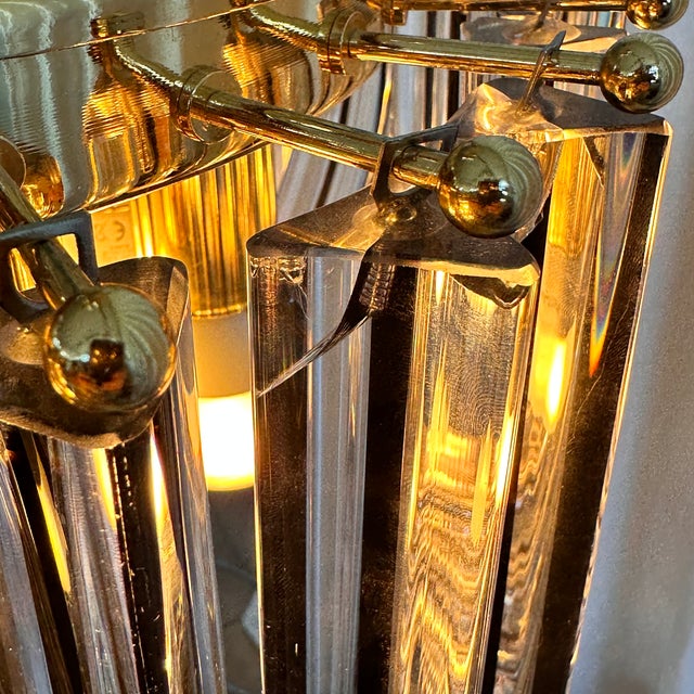 Metal Curved Murano Crystal Glass Ribbon Chandelier attributed to Paolo Venini, 1960s For Sale - Image 7 of 18