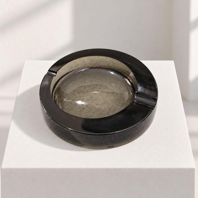 Glass Smoking Set Ashtray Murano Glass Lighter in the style of Fontana Arte, Italy, 1970s For Sale - Image 7 of 9
