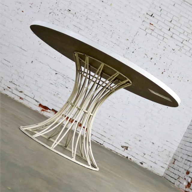 Metal MCM Round Wrought Iron and Laminate Patio Dining Table by Max Stout for Blacksmith Shop Collection For Sale - Image 7 of 13