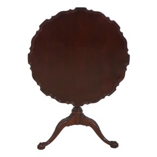 Baker Mahogany Round Tilt-Top Piecrust Table For Sale