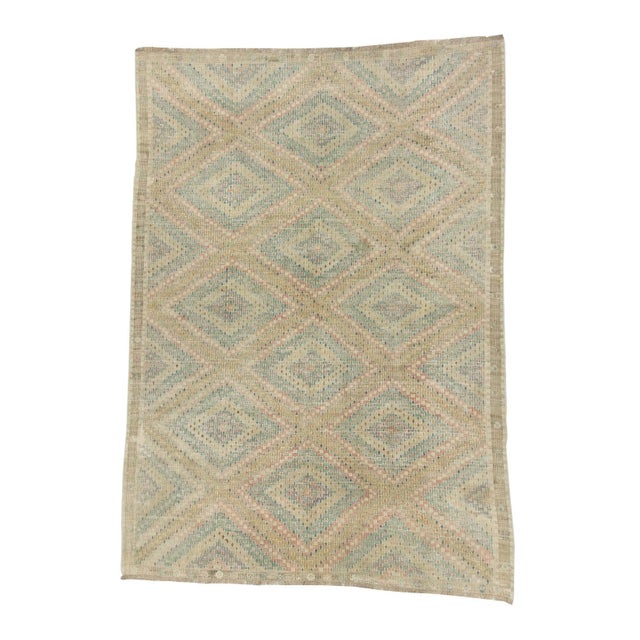 Textile 1960s Vintage Cotton Embroidered Kilim Rug- 6′2″ × 8′9″ For Sale - Image 7 of 7