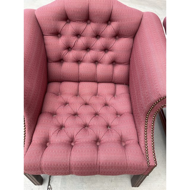 Pair of Vintage St. Timothy Tufted English Traditional Lounge Chairs – Hickory, Nc For Sale - Image 12 of 16