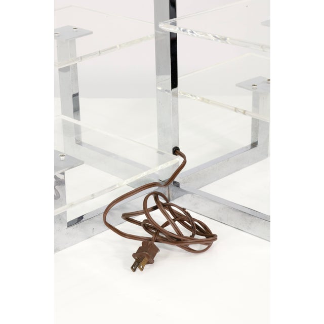 1950s Large Staggered Lucite Tray and Chrome Table Lamp For Sale - Image 5 of 7