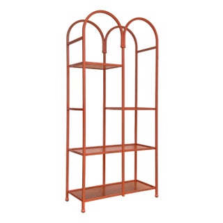 Vintage Iron Arched Orange Shelving Unit Etagere For Sale