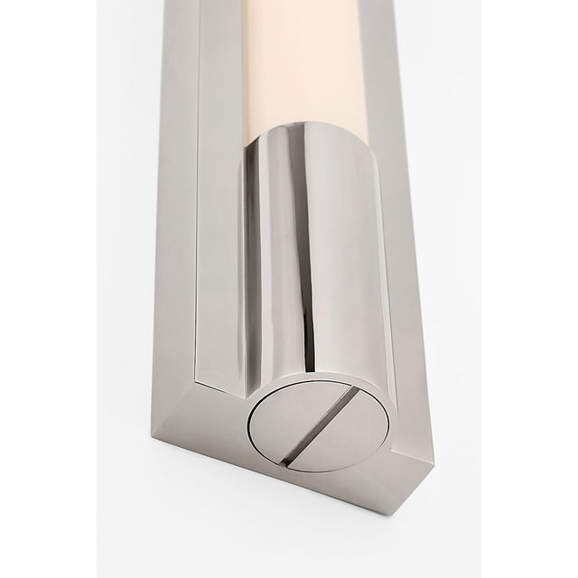 Modern Ian K. Fowler for Visual Comfort Signature Ellington 16" Slimline Bath Light in Polished Nickel with White Glass For Sale - Image 3 of 6