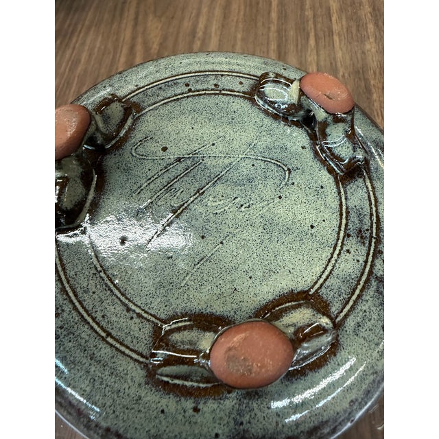 1950s Mid 20th Century Ceramic Piece Pottery Appears to Be a Chanukah Oil Lamp Signed For Sale - Image 5 of 5