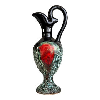 Italian Mid-Century Lava Glaze Ewer, Bitossi Style Sculptural Ceramic For Sale