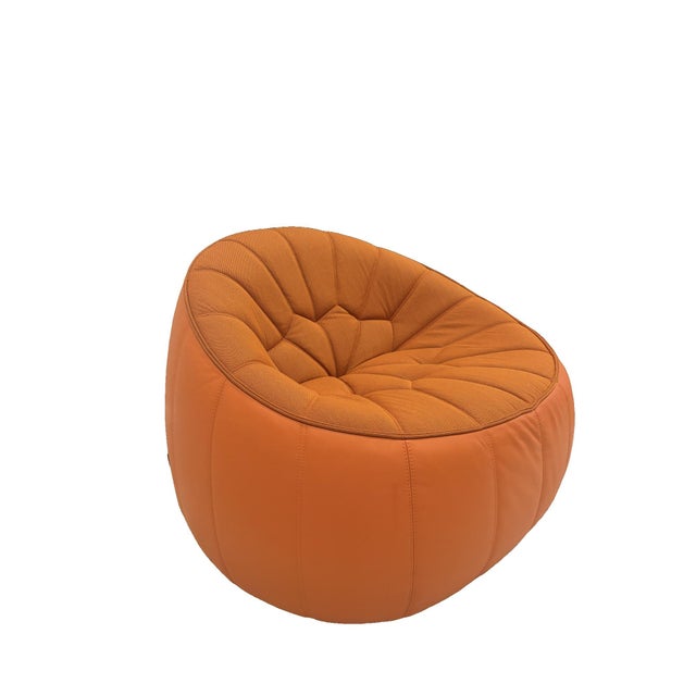 Contemporary Ligne Roset Ottoman Swiveling Armchair For Sale - Image 3 of 6