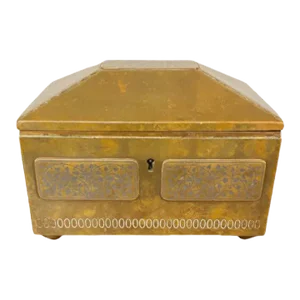 Petite Antique Bronze Coin Coffer