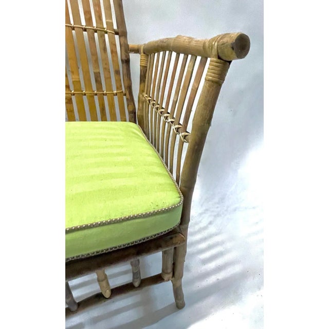 Vintage Chinoiserie Style Bamboo Armchairs , Pr For Sale - Image 9 of 11