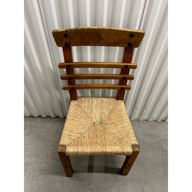 1950s Brutalist Oak & Straw Dining Chairs- Set of 4 For Sale - Image 10 of 16